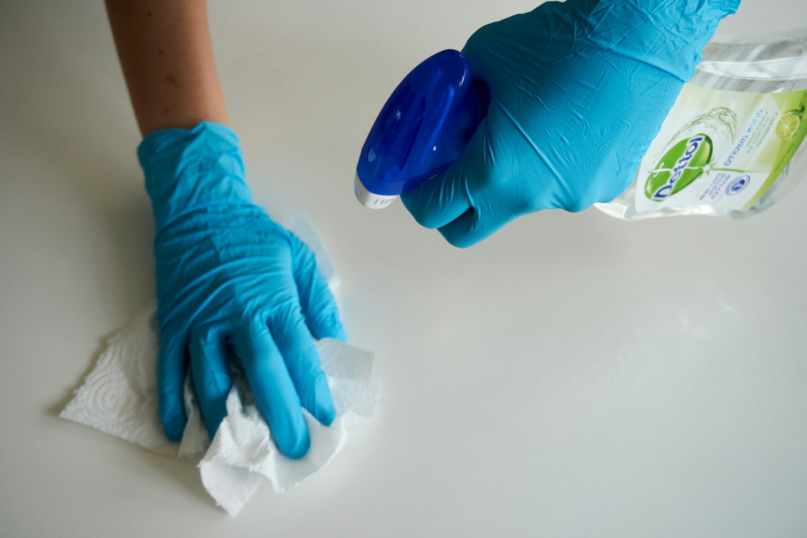 Professional cleaning supplies ready for a residential job