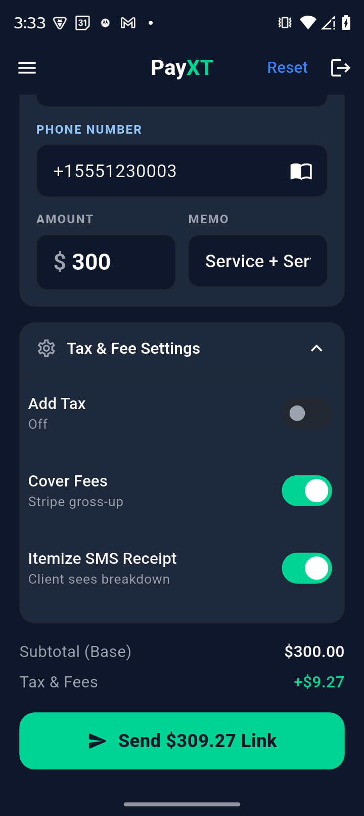 PayXT App Screen 1