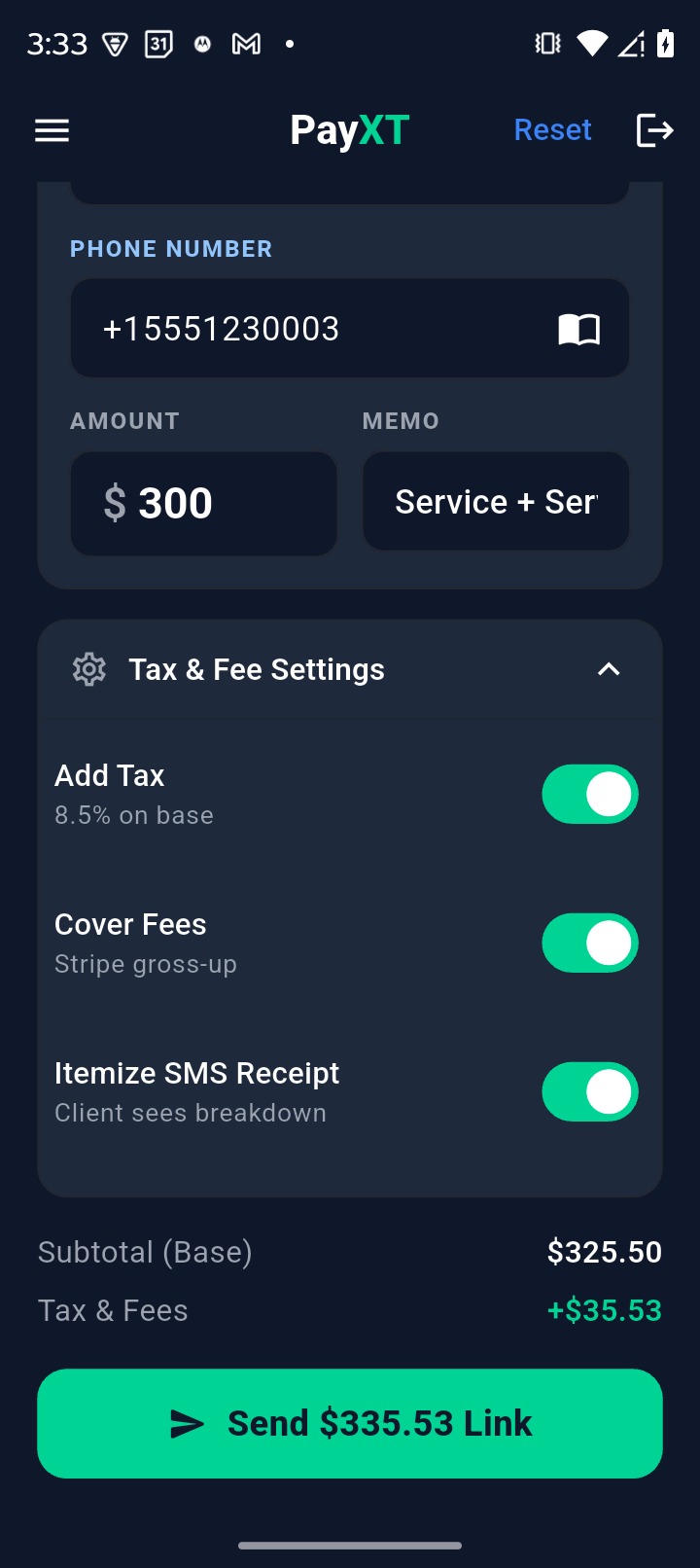 PayXT App Screen 3