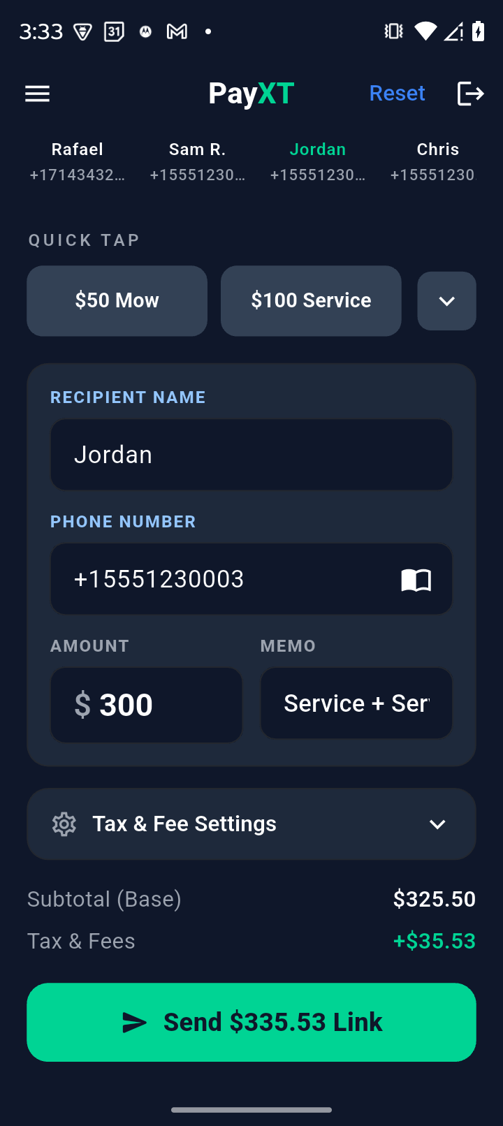 PayXT App Screen 2